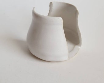 White Sponge Holder Wheel Thrown Stoneware Ceramics
