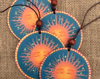 Sun Ornament,Stocking Stuffer, Christmas Ornament, Christmas Gift, Holiday Gift, Art Nouveau, Bohemian, Solar, Celestial
