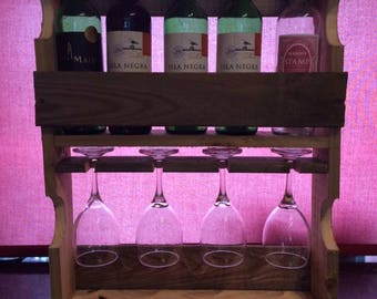 Wine rack with wine glass holder