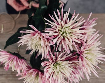 Faux Pink Dahlia Flower Stem