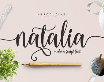 Natalia Fonts Digital font Swirly Font Script Font Digital download swash font Handwritten font calligraphy font wedding font Cricut font