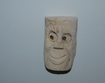 Hand Carved Wooden Fridge Magnet Sly