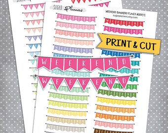 Weekend Banner Printable Planner Stickers For Happy Planner