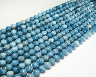 8mm Blue Larimar Beads Round Polished Natural Gemstone Loose 15.5" Full Strand