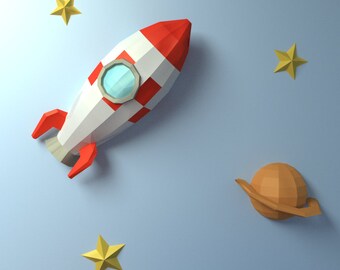 Rocket 3D papercraft || DIY paper sculpture || Paper model pattern || Do it yourself || Low poly || PDF pattern || origami || home deco