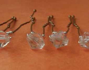 Clear Crystal Bridal Hair Pins, Wedding Hair Pins, Crystal Hair Pins, Crystal Bobby Pins, Swarovski Hair Pins - Set of 12 6mm