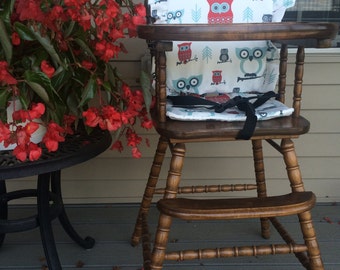 Wooden Highchair Cover/Cushion/Pad High chair cover/cushion/pad: Owl cushion for wooden/vintage highchairs.