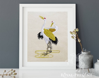 Japanese Cranes Machine Embroidery Design - 3 sizes