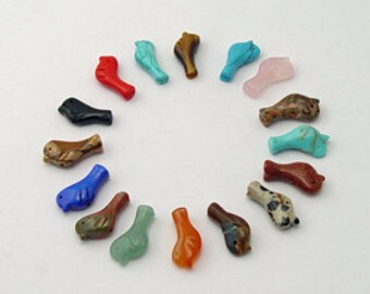 Ten Gemstone Bird Fetish Beads Zuni Style Southwestern Totem Animal Power Balance Dignity Grace Eagle Healing Hunting Falcon Hawk Raven Crow