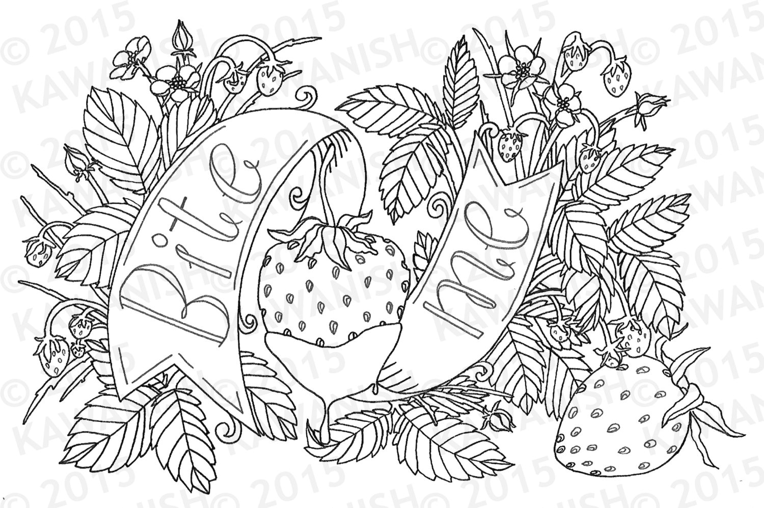 bite me strawberry adult coloring page wall art t funny humor