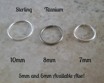 22 Gauge Nose Hoop Ring Dainty Nose Ring 22G Oxidized Sterling Silver Nose Ring 4mm 5mm, 6mm, 7mm 8mm 9mm 10mm Hoop Septum Ring Dainty Hoop