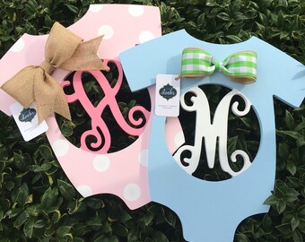 OH BABY Onesie Monogram || Hospital Door Hanger || Newborn Monogram || It's a Boy! || It's a Girl! ||