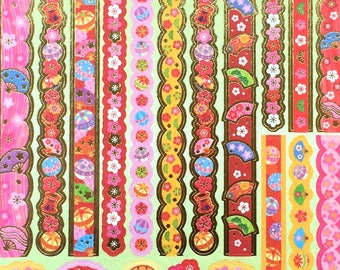 Japanese Washi Stickers Plum Blossoms And More Sticker Strips Traditional Japanese (S124)