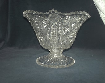 Heavy Cut Glass Pedestal Bowl