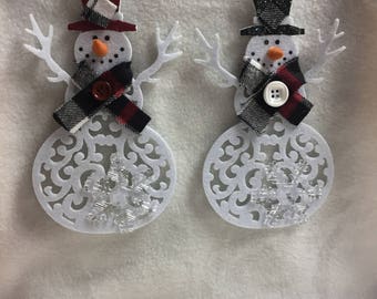 Felt Snowman Ornament - Choice of Black or Red Hat (#011 - #012)