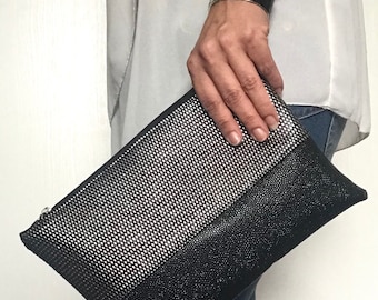 Black and silver wallet imitation leather