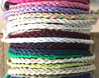 Earth Friendly- Simple Braid - Tie On Bracelet or Anklet- Kids to Adults Sizes - 32 Colors