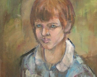 Expressionist oil painting portrait child