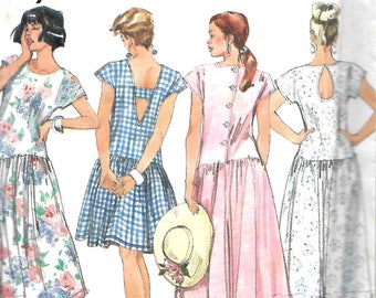 Simplicity 7905 Misses Dropped Waist Dress With Back Variations Sewing Pattern, Size 6-16, UNCUT