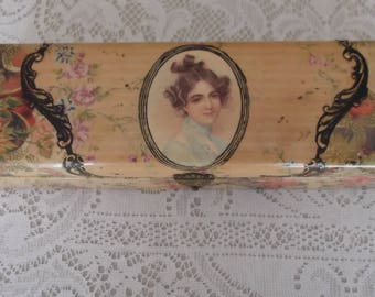 Victorian Ladies Celluloid Covered Glove Box - ***FREE SHIPPING***