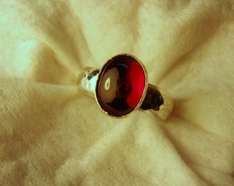 Red Ruby Ring - .925 sterling silver - Fair Trade eco friendly lab ruby - corundum - READY to MAIL Size 5.25 - Sale
