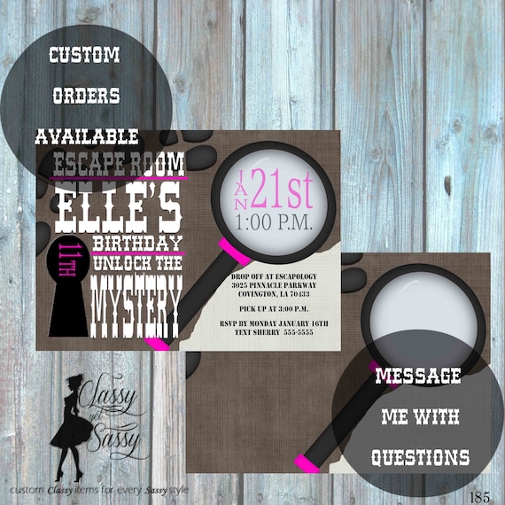 Escape Room Birthday Party, Tween Birthday party, Teen birthday party, Escape room Invitation -185