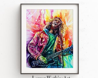 Fallen Star - Chris Cornell colorful watercolor painting - Fine art print - Colorful - Contemporary art - Audioslave - Soundgarden - Grunge