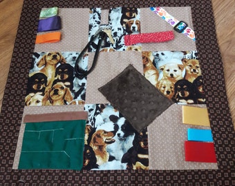 Fidget Quilt for Alzheimer Patients, Gift for Grandparent, Wheelchair Activity, Rehab Tool, Father's Day Gift,