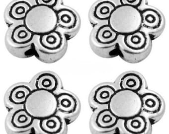 20 x Antique Silver Spacer Beads - Flower Beads - Daisy Beads - 10mm x 3mm - SP69