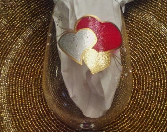 Valentine Heart hand painted wine glasses