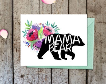 Mama Bear Greeting Card, Card for her, mothers day, mothers day card, birthday card, first time mom, blank inside
