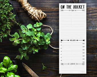 On the Docket Weekly To Do List Notepad (large magnetic note pad, modern day planner, organization memo pad, black white arrows)