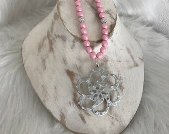 Rose made of stainless 316L surgical steel plated Silver Pendant