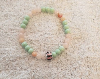 Mint green light pink stretch bracelet