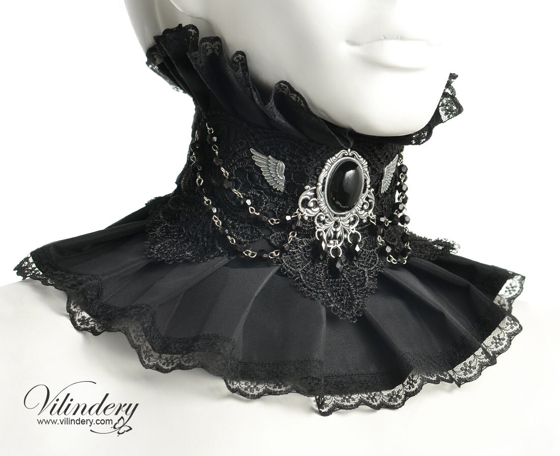 Goth Victorian Choker with Black Agate gemstone Victorian