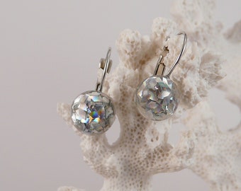 Earrings silver half Pearl