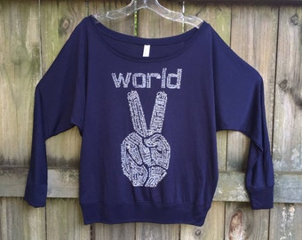 World Peace T Shirt Peace sign shirt Clothing gift