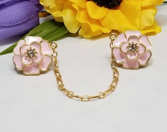 Pink Sweater Clip, Cardigan Clip, Flower Sweater Clip, Flower Cardigan Clip, Collar Clip, Sweater Clasp, Sweater Closure 5050