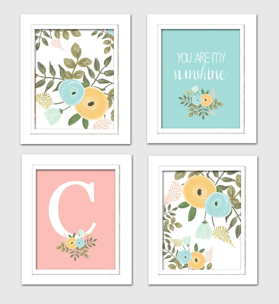 Floral nursery art flower nursery prints floral nursery
