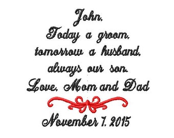 Wedding Handkerchief for Groom from Mom or Dad - Today a GROOM always OUR SON - Wedding Gift For Groom from Mom and Dad WeddingHankerchief