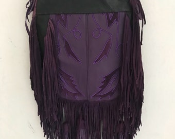 Hand made fringe leather bag