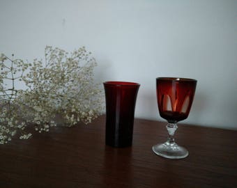 ruby red vintage shot glasses
