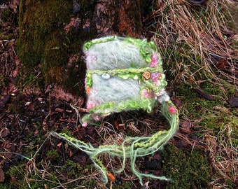 felted wool journal art book - enchanted forest art diary - flower faerie fantasy journal