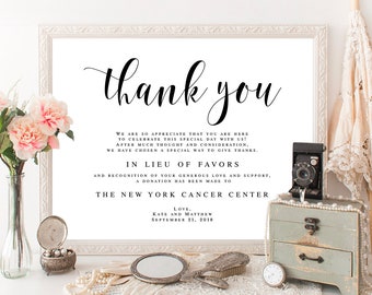 Wedding donation template In lieu of favors template In lieu of favors sign download In lieu of favors donation sign Favor donation #vm31