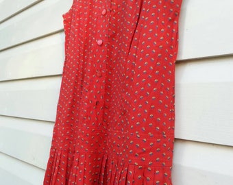 Red drop waist dress