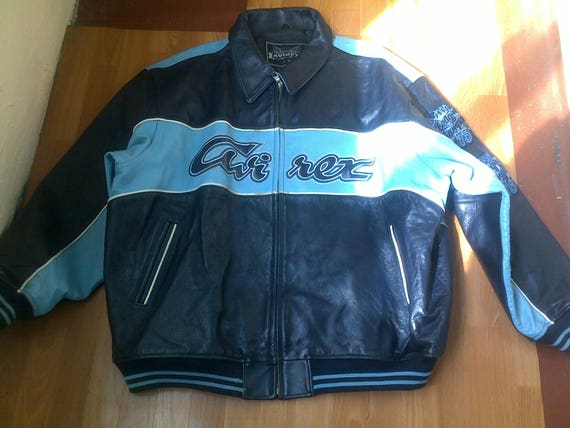 blue avirex leather jacket