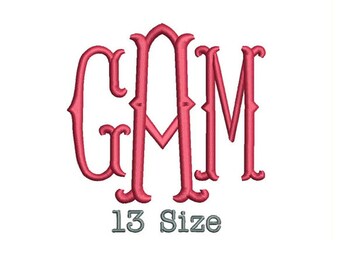 FishTail Monogram Embroidery, Embroidery Design Monogram Font, Embroidery Monogram Alphabet Designs