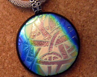 Dichroic Pendant - Fused Glass Pendant - Dichroic Jewelry - Fused Glass Jewelry - Round Pendant - Glass Pendant