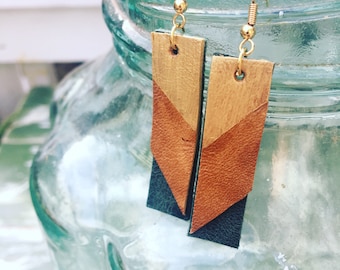 Painted leather mini earrings