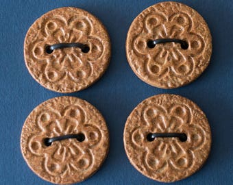 Ceramic Buttons, A Set of 4 Round Buttons, Sew on Buttons, Handmade Stoneware Buttons, Oatmeal Beige Supplies.